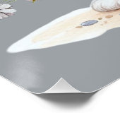 かわいいウサギと花の水彩画アート ポスター (コーナー)