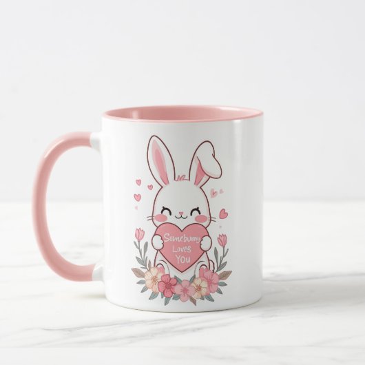 かわいいウサギと花 マグカップ (左)