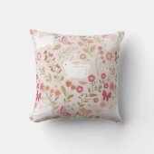 かわいいウサギと蝶の春の庭 クッション (正面)