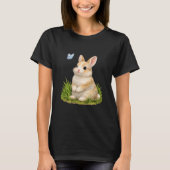 かわいいウサギと蝶の自然グラフィック  Tシャツ (正面)