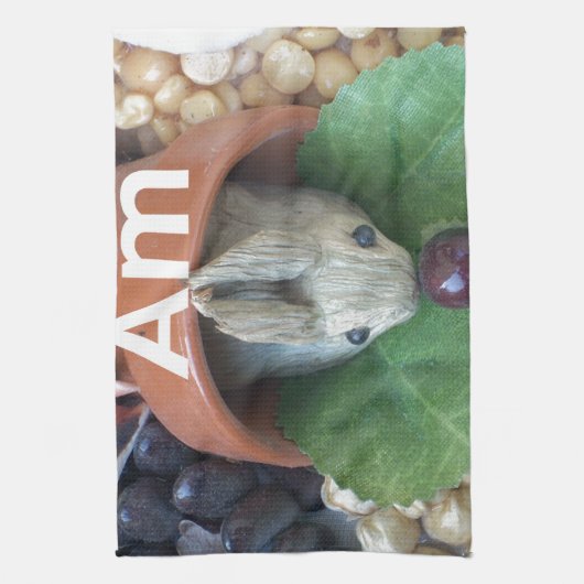 かわいいウサギのおやつタイム キッチンタオル (縦)