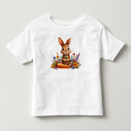 🥕🐰 かわいいウサギのにんじんキッズ服 ✨ トドラーTシャツ (正面)