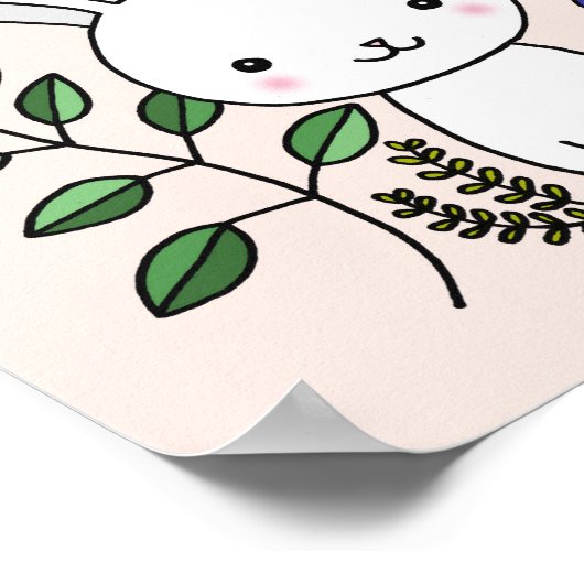 かわいいウサギのぬいぐるみポスター 花の動物 ポスター (角)