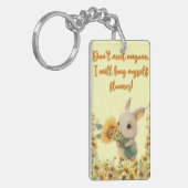 かわいいウサギのひまわり持ち |アクリル酸キーチェーン キーホルダー (正面左)