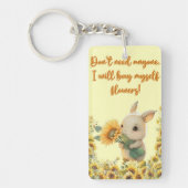 かわいいウサギのひまわり持ち |アクリル酸キーチェーン キーホルダー (正面)