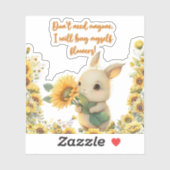 かわいいウサギのひまわり持ち |ビニールステッカー シール (シート)