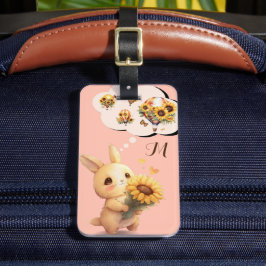 かわいいウサギのひまわり ラゲッジタグ