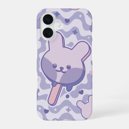 かわいいウサギのアイスキャンディー iPhone 16ケース (裏面)