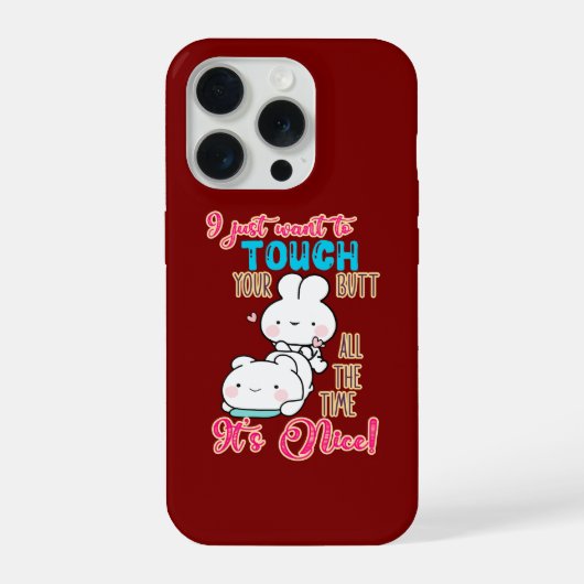 かわいいウサギのイラスト お尻を触りたい iPhoneケース (裏面)