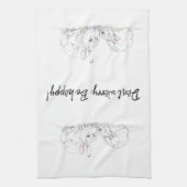 かわいいウサギのインクスケッチ|ホッピーになる心配はない キッチンタオル (縦)