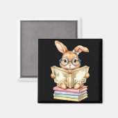 かわいいウサギのイースターの本を読む先生 マグネット (正面/裏面)