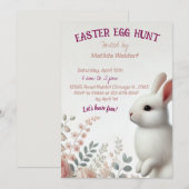 かわいいウサギのイースターエッグハントへのご招待 招待状 (正面/裏面)