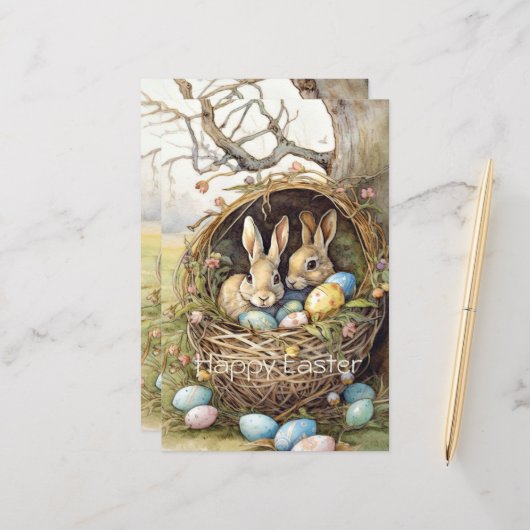 かわいいウサギのイースターエッグ (正面/裏面インサイチュ)