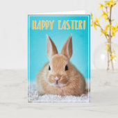 かわいいウサギのイースターカード カード (黄色い花)