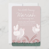 かわいいウサギのイースター1歳誕生日手描き 招待状 (正面)