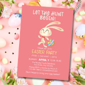 かわいいウサギのイースター・ブランチ・エッグハント招待状 招待状