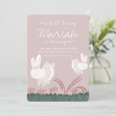 かわいいウサギのイースター 1歳の誕生日 手描き 招待状 (スタンド正面)