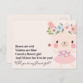 かわいいウサギのウェディング フラワーガール プロポーズ 案内ポストカード (正面/裏面)