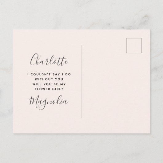 かわいいウサギのウェディング フラワーガール プロポーズ 案内ポストカード (裏面)