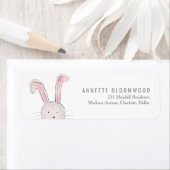 かわいいウサギのウッドランドピンクの女の子の赤ちゃんシャワー ラベル (インサイチュ)