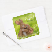 かわいいウサギのカスタマイズイースターシール スクエアシール (封筒)