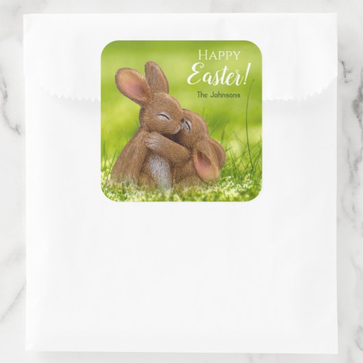かわいいウサギのカスタマイズイースターシール スクエアシール (バッグ)