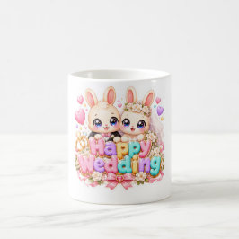 かわいいウサギのカップルのパステルピンクの結婚式 コーヒーマグカップ