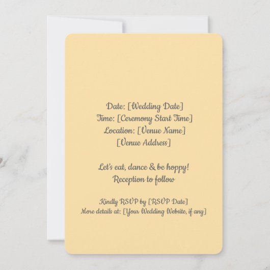 かわいいウサギのカップルの結婚式招待状 セーブザデート (裏面)