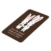 かわいいウサギのカップル結婚式の日付を保存 マグネット (左側)