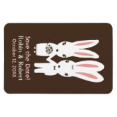 かわいいウサギのカップル結婚式の日付を保存 マグネット (横)