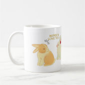 かわいいウサギのカップル ラブ クォート - "ハニー・アイ・ラブ・ユー"  コーヒーマグカップ (左)