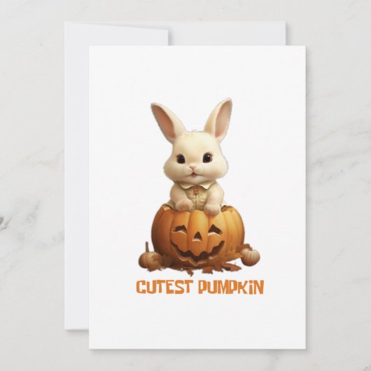 かわいいウサギのカボチャ – かわいい秋のバニー 招待状 (正面)