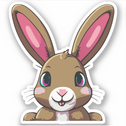 かわいいウサギのキャラクター シール (正面)