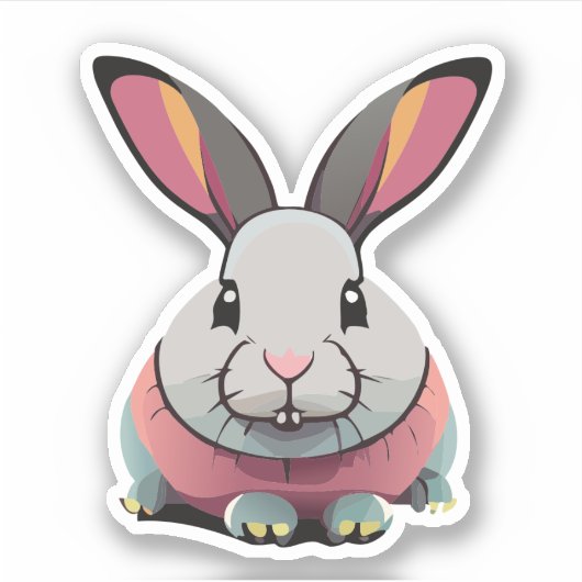 かわいいウサギのキャラクター シール (正面)