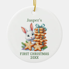 かわいいウサギのクリスマス セラミックオーナメント