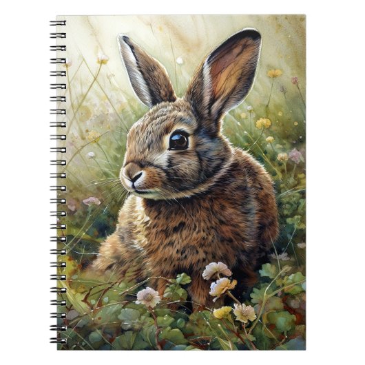 かわいいウサギのクローバー絵画 ノートブック (正面)