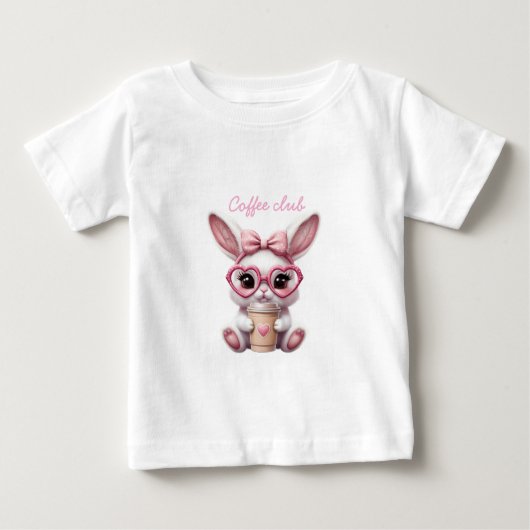 かわいいウサギのコーヒークラブの幼児用Tシャツ - 愛らしい ベビーTシャツ (正面)