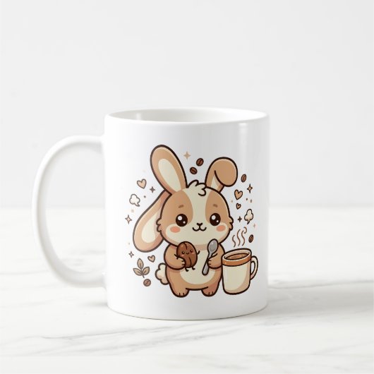 かわいいウサギのコーヒークリップアートマグ コーヒーマグカップ (左)