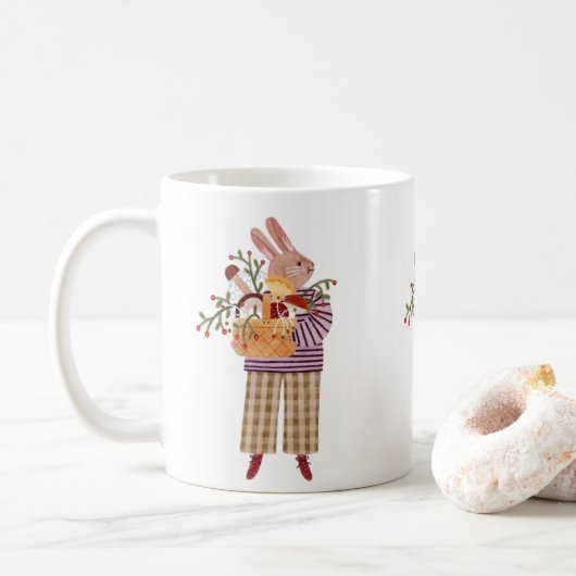 かわいいウサギのコーヒーマグ カワイイ動物のイラスト コーヒーマグカップ (ドーナツ)