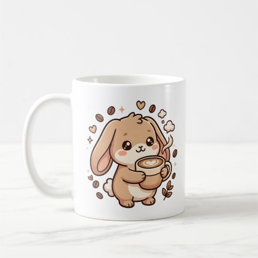 かわいいウサギのコーヒーマグ ラテ ハート コーヒーマグカップ (左)