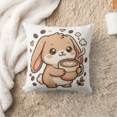 かわいいウサギのコーヒー抱き枕 クッション (ブランケット)