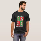 かわいいウサギのサンタ動物の恋人メリークリスマスTr Tシャツ (正面フル)