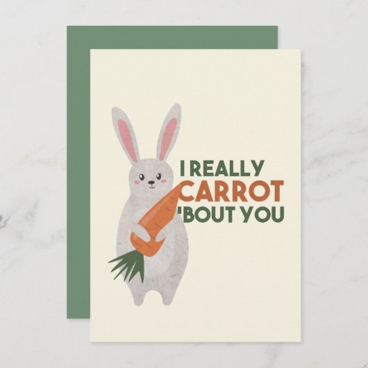 かわいいウサギのニンジン駒 - 私はあなたのことが本当に好きよ ノートカード (正面/裏面)