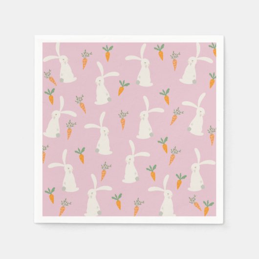 かわいいウサギのニンジン スタンダードカクテルナプキン (正面)