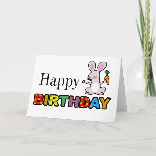かわいいウサギのハッピーバースデーカード カード (正面)