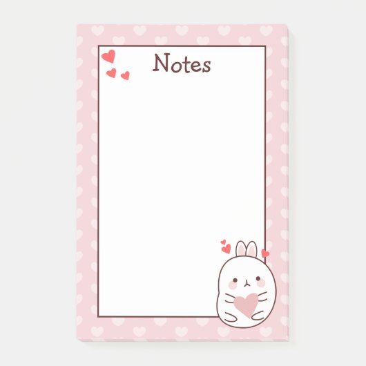 かわいいウサギのハート ポストイット (正面)