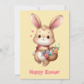かわいいウサギのバスケットとショール黄色 シーズンカード (正面)