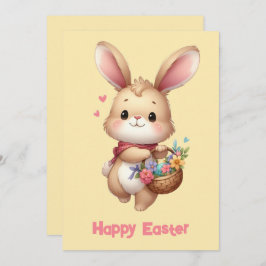 かわいいウサギのバスケットとショール黄色 シーズンカード