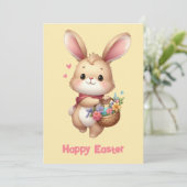 かわいいウサギのバスケットとショール 黄色 シーズンカード (スタンド正面)