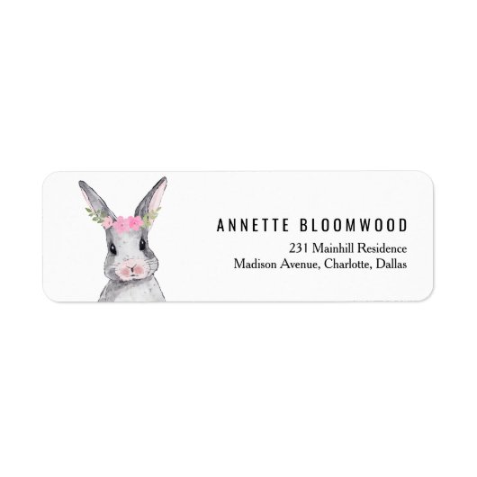 かわいいウサギのバニーピンクの女の子の赤ちゃんシャワー ラベル (正面)